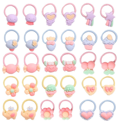 kid's cartoon style animal fruit bow knot arylic hair tie