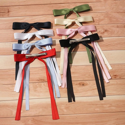 hot sale long ribbon bow hairpin sweet Ribbon Girl hairpin hairpin women's back spoon duckbill clip
