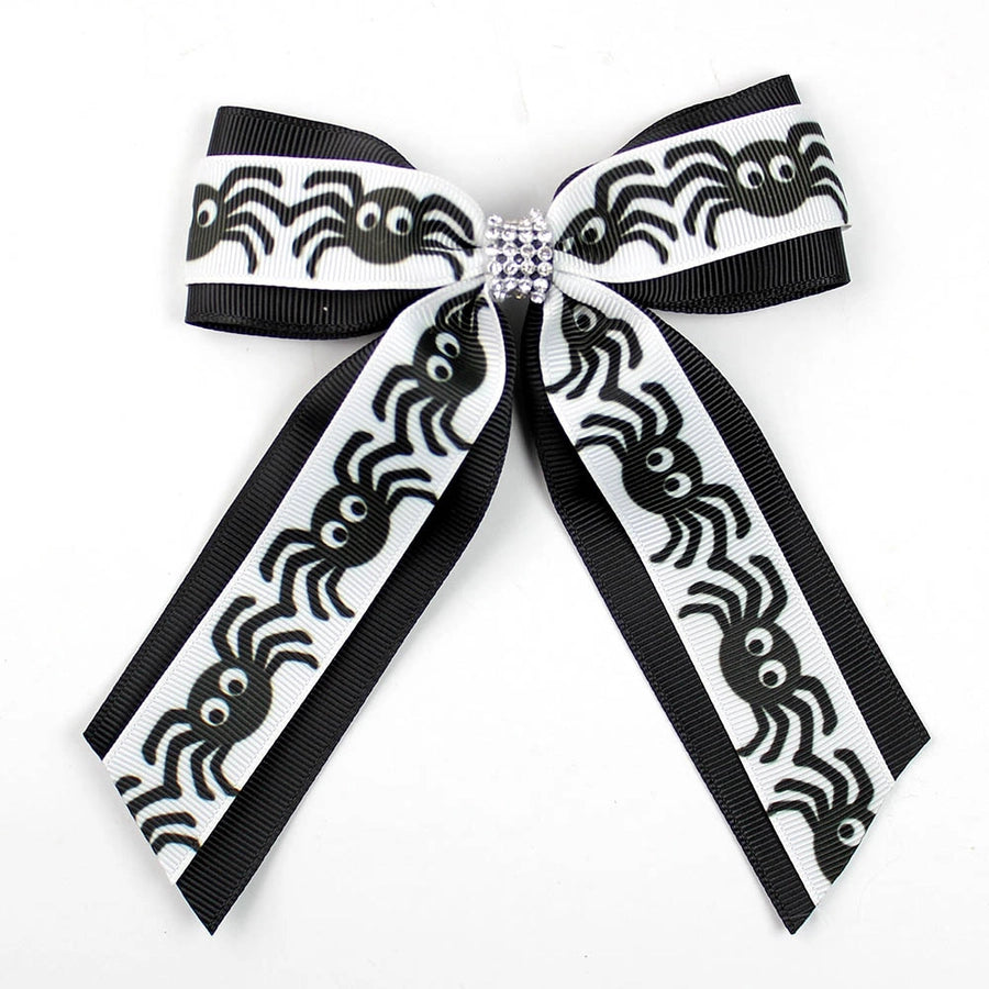 Girl'S Casual Pumpkin Bow Knot Ghost Cloth Inlay Rhinestones Hair Clip