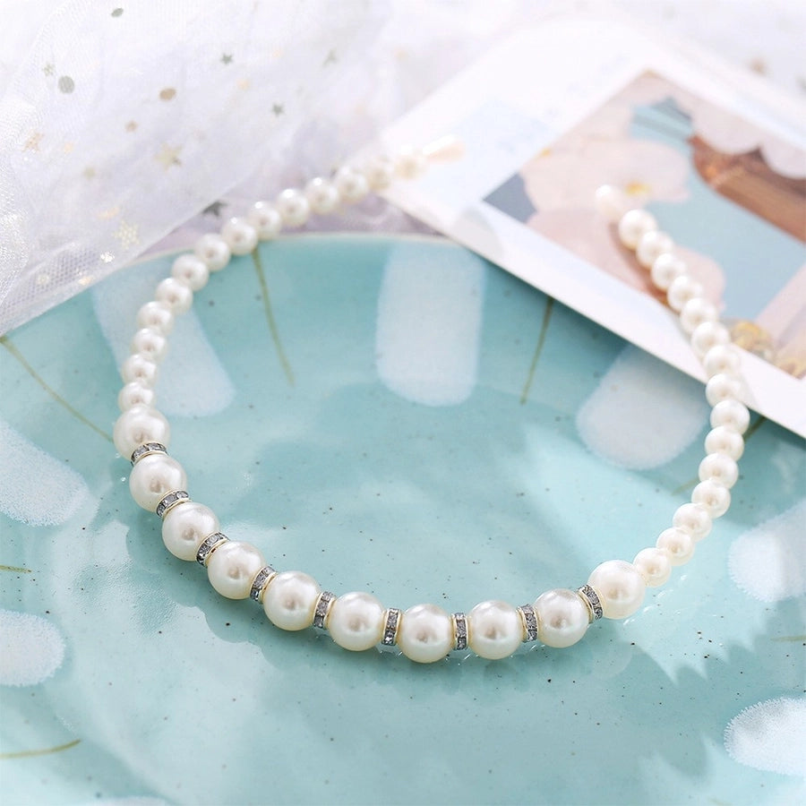 women's vintage style geometric artificial pearl hair band