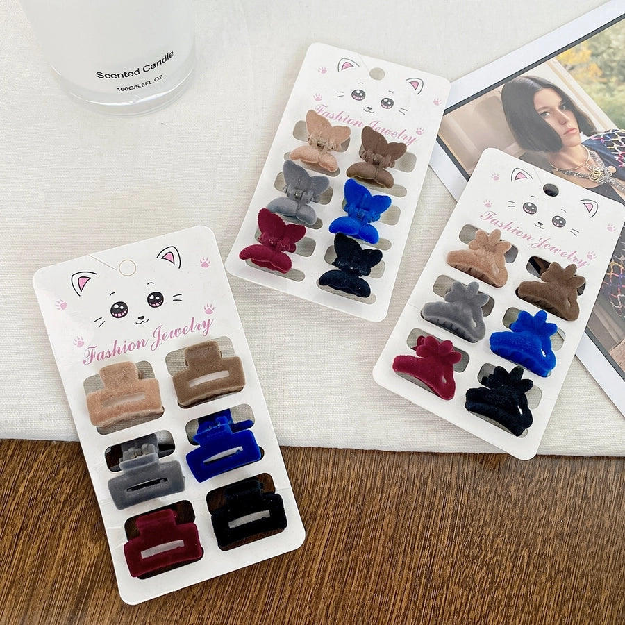 simple style solid color flocking hair claws