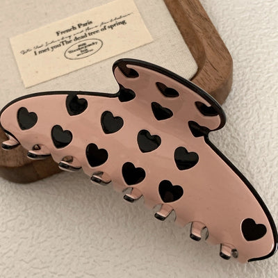 women's simple style commute heart shape alloy acetic acid sheets printing hair claws