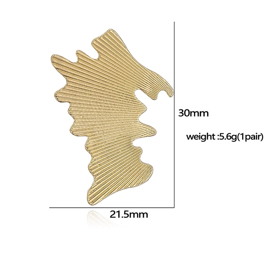 French Retro Copper Plating 18K Gold Inlaid Pearl Jasmine Flower Rings Ear Studs Special-Interest Design Striped Wing-Shaped Earrings