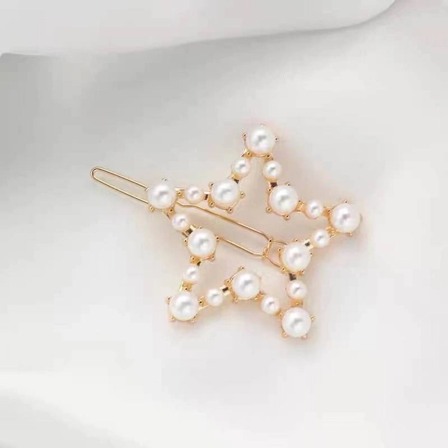 fashion leaf moon bow knot imitation pearl alloy rhinestone hair clip 1 piece
