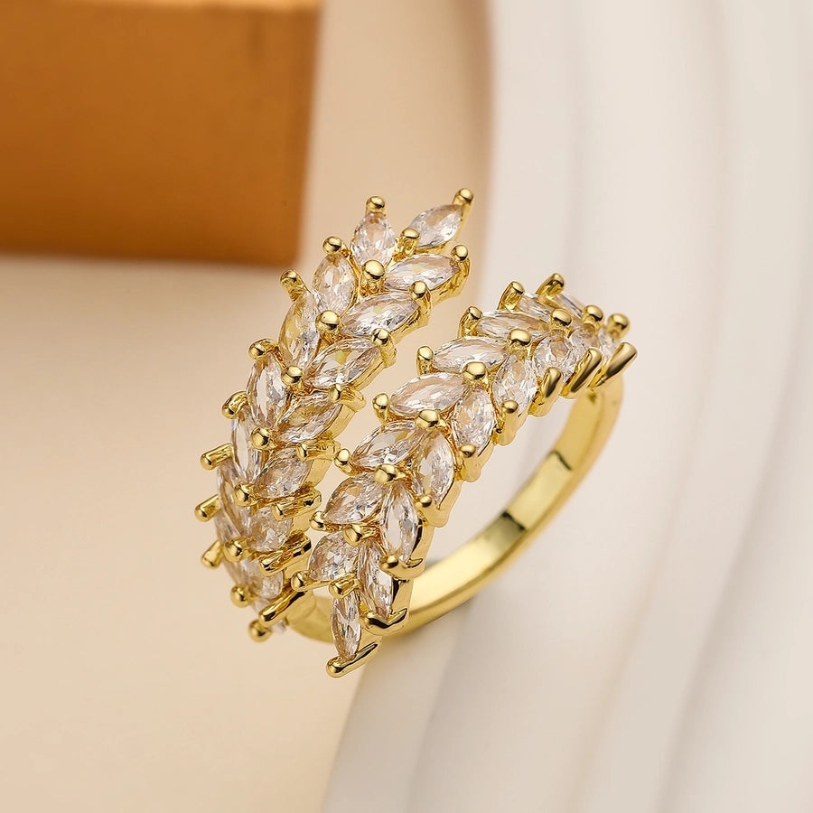 Copper Plating Inlay Geometric Star Heart Shape Zircon Open Rings