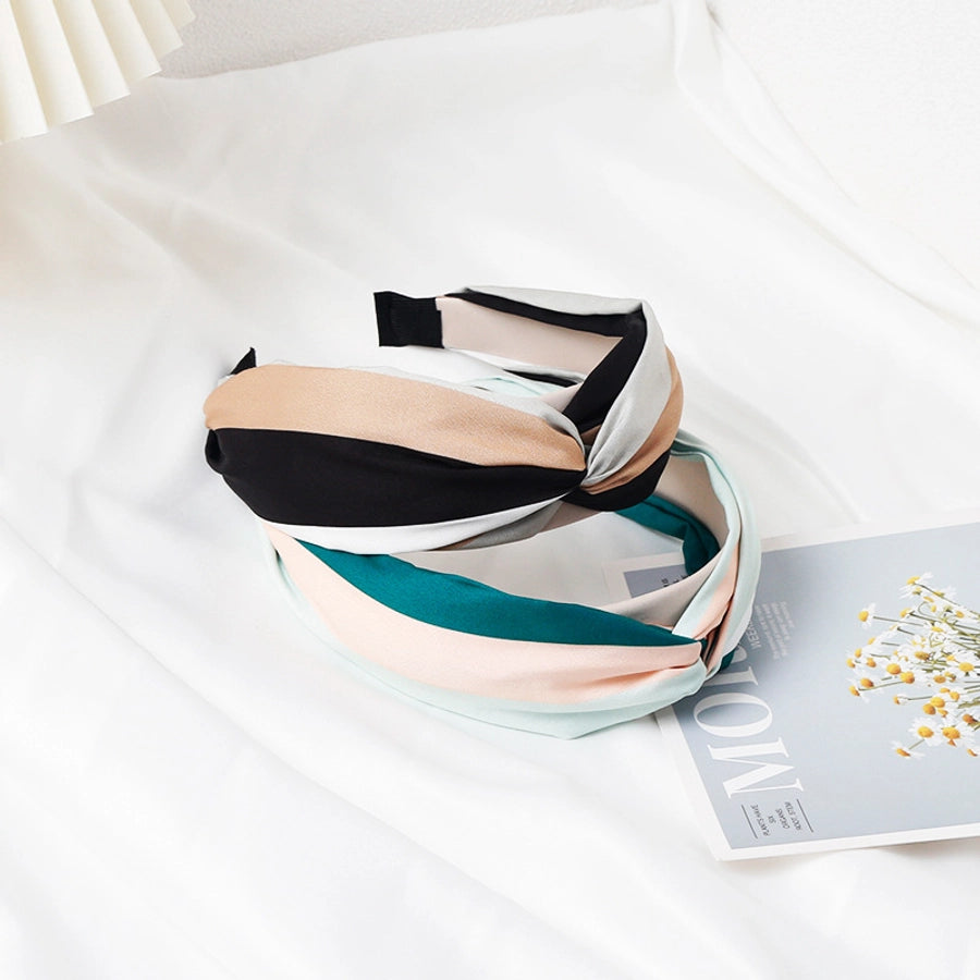 retro hairband women's fabric stitching stripe hair bundle pressure hair hoop net popular  new hairpin headdress