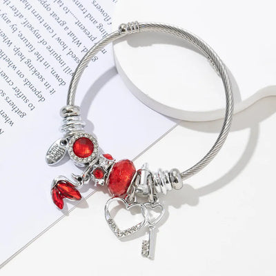 Elegant Lady Heart Shape Butterfly 304 Stainless Steel Alloy Bangle In Bulk