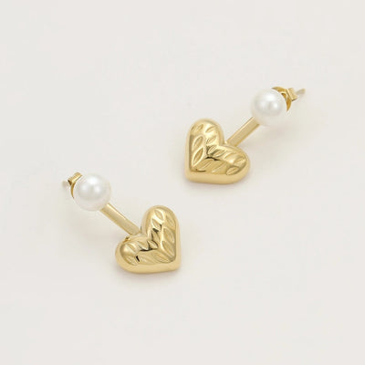 1 Pair Retro Heart Shape Plating 304 Stainless Steel Ear Studs