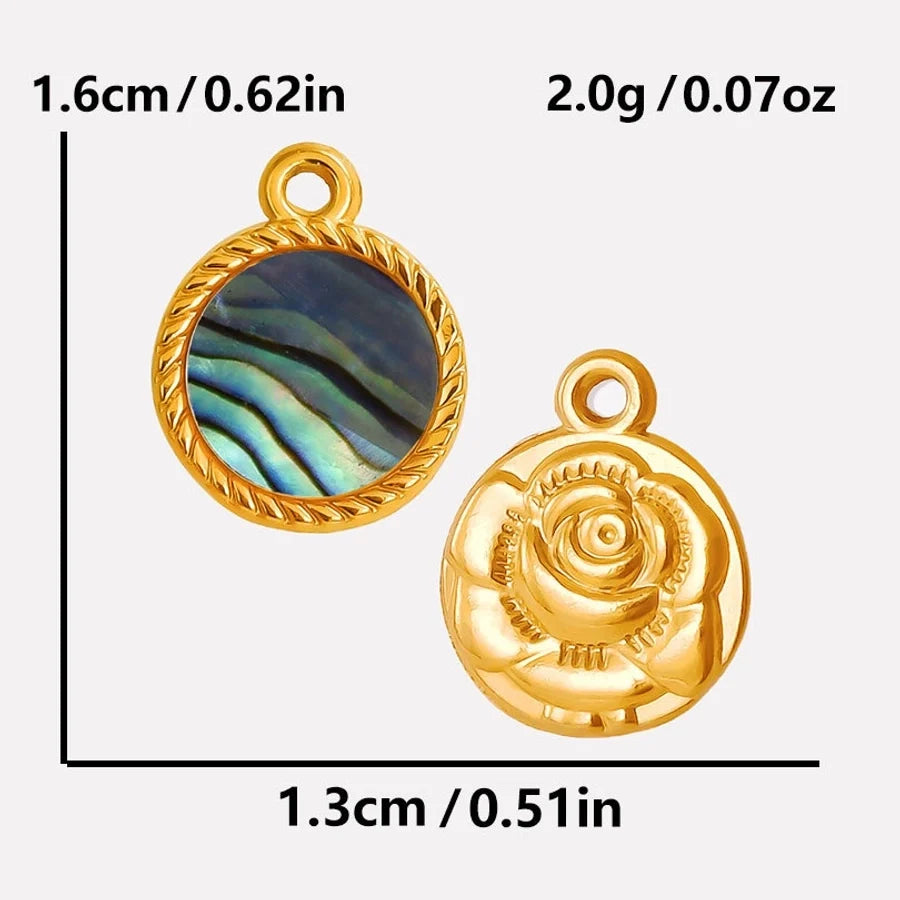 Jewelry Vintage Style Classic Style Round 304 Stainless Steel Shell Abalone Shell 18K Gold Plated Irregular Plating Charms Pendant Necklace