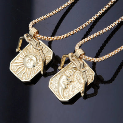 Classic Style Sun Copper 18K Gold Plated Unisex Pendant Necklace