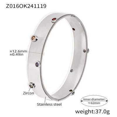 Elegant Glam Round 304 Stainless Steel 18K Gold Plated Zircon Bangle In Bulk
