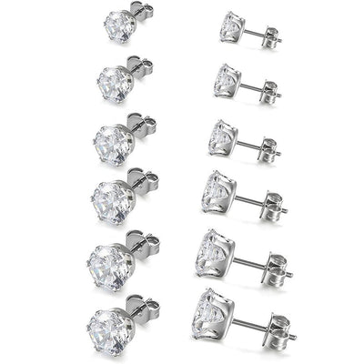 Elegant six-claw Zircon stud earrings men and women micro-inlaid rhinestone ear bone stud simple light luxury   ear jewelry