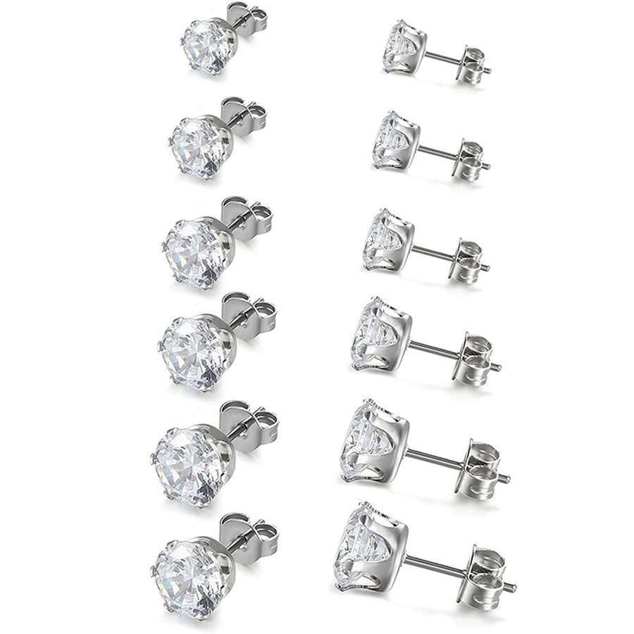 Elegant six-claw Zircon stud earrings men and women micro-inlaid rhinestone ear bone stud simple light luxury   ear jewelry