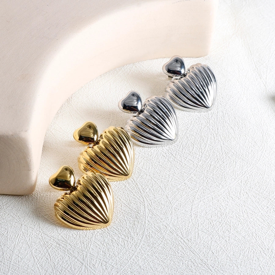 Jewelry IG Style Simple Style Commute Heart Shape 304 Stainless Steel Earrings Necklace