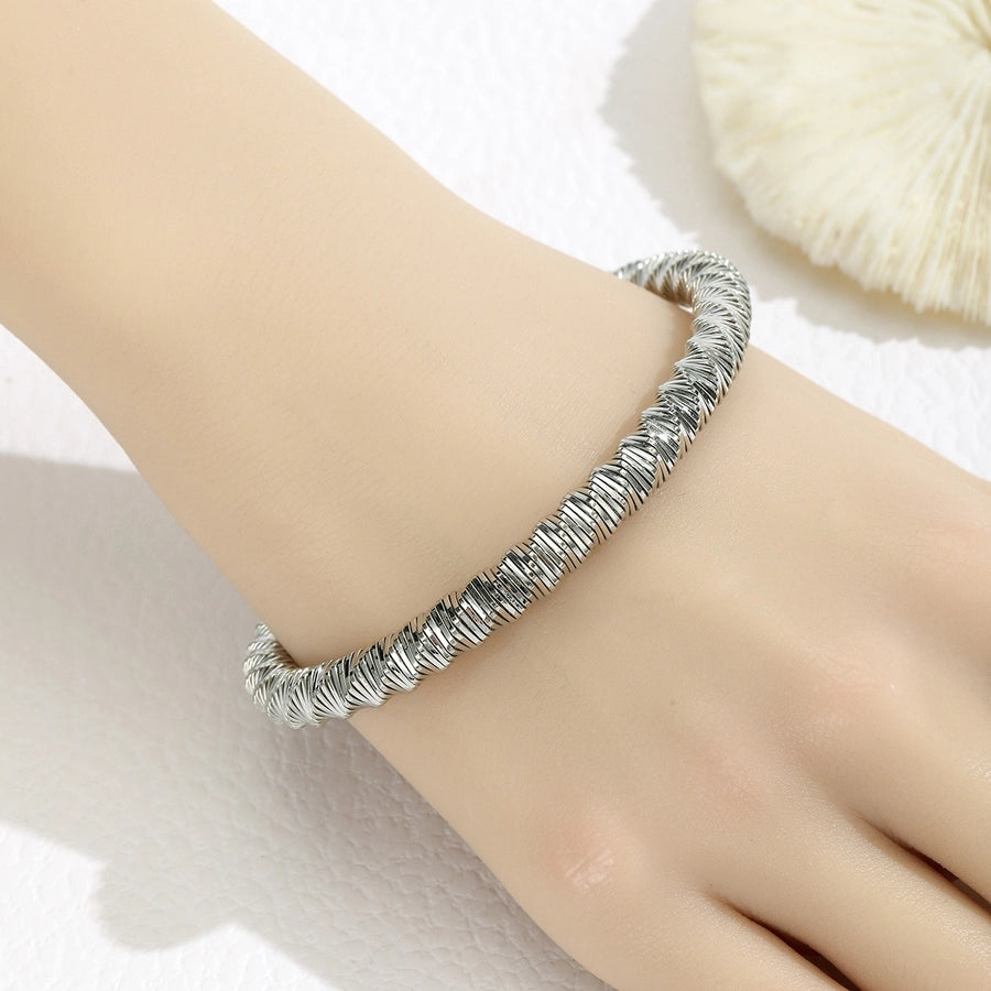 Simple Style Solid Color 304 Stainless Steel Bangle In Bulk