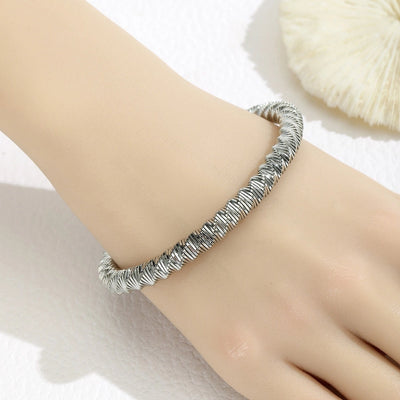 Simple Style Solid Color 304 Stainless Steel Bangle In Bulk