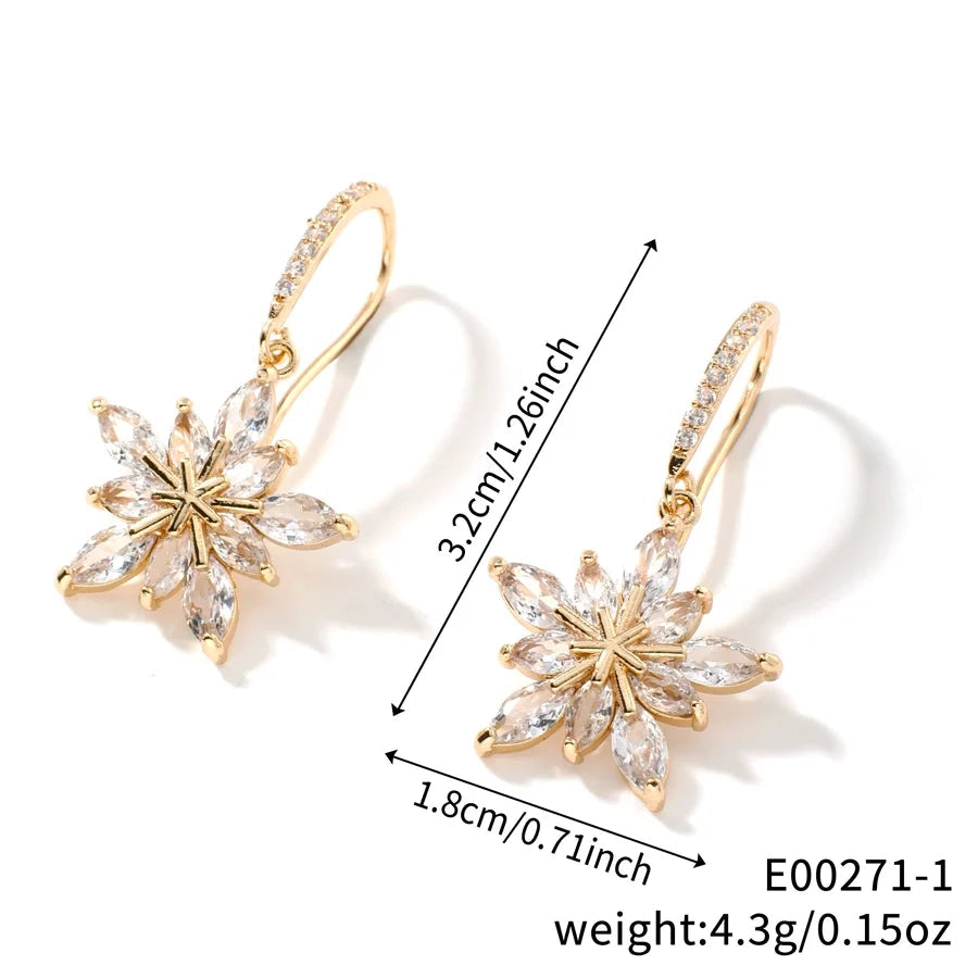 Elegant Personality Fashion Snowflake Suit, 3-Piece Fashion Simple Pendant Necklace and Earrings Suit, Suitable for Daily Wear, Party and Valentine's Day Gifts