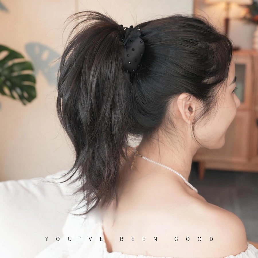 women's retro heart shape cloth hair claws