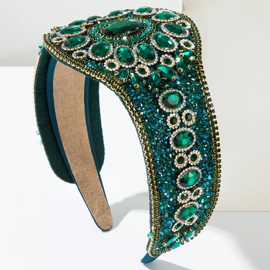 Women's Elegant Vintage Style Luxurious Round Alloy Cloth Glass Inlay Glass Hair Band