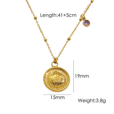 Jewelry Marine Style Starfish Conch Dolphin Titanium Steel Inlaid Gemstone Pendant Necklace