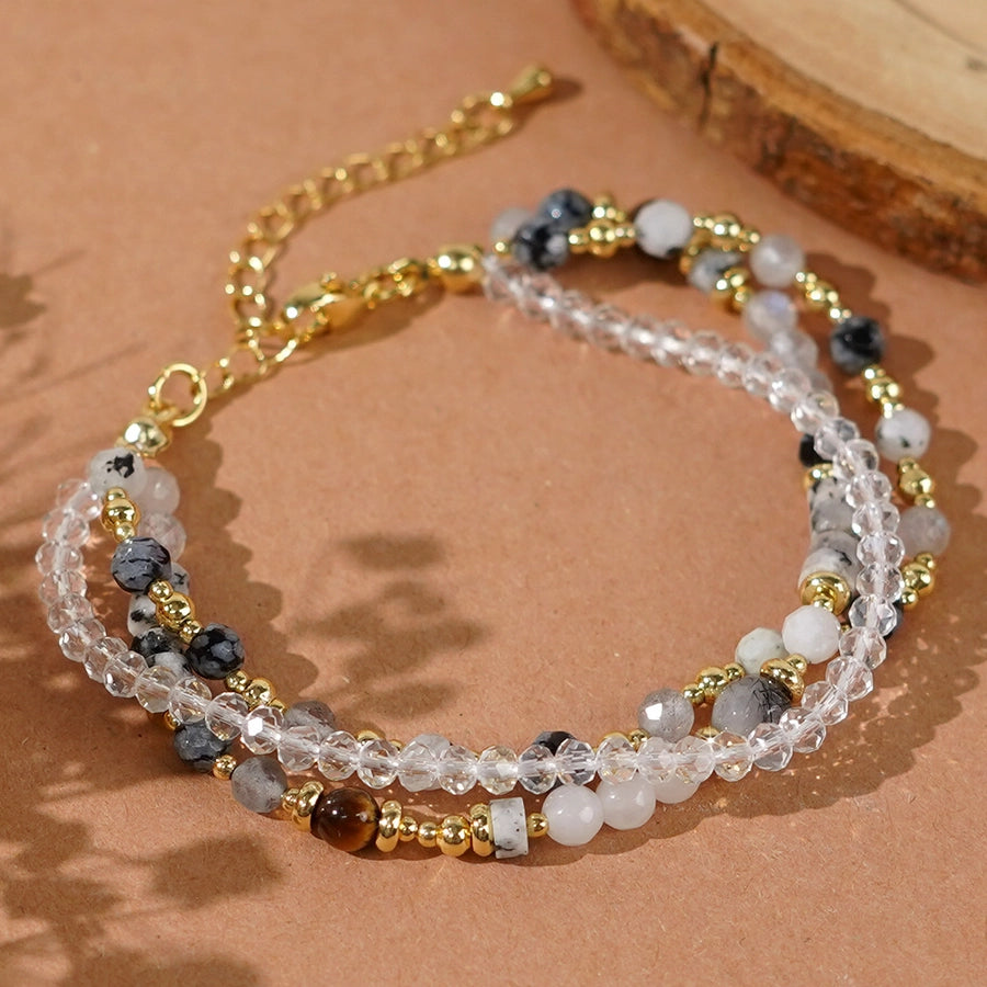 Manufacturer  New Arrival Double Chain Bracelet  Handmade Natural Stone Crystal String Beads Bracelet for Friends Girlfriends' Gift
