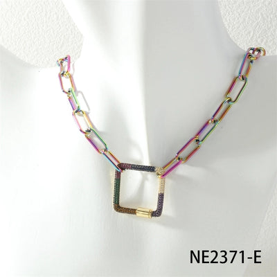 Jewelry Hip-Hop Geometric Copper Zircon Necklace