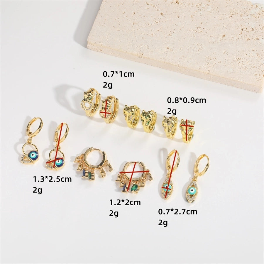 1 Pair Elegant Simple Style Commute Animal Devil's Eye Enamel Inlay Copper Zircon 14K Gold Plated Drop Earrings Earrings