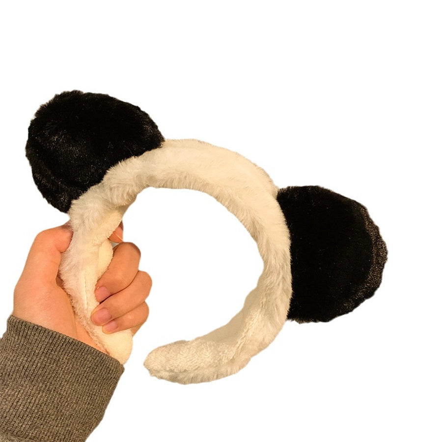 Cute cartoon plush panda ear headband facial mask for washing autumn and winter wide-brimmed hair band female Net Red