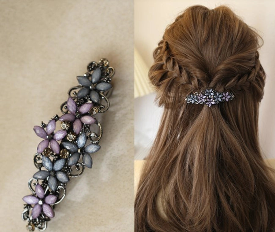 elegant flower rhinestone handmade diamond hair clip