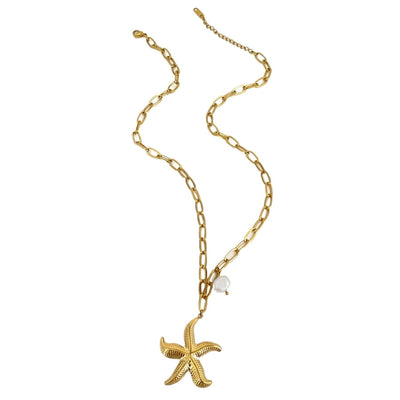 Jewelry Marine Style Classic Style Starfish 316L Stainless Steel  Plating Pendant Necklace