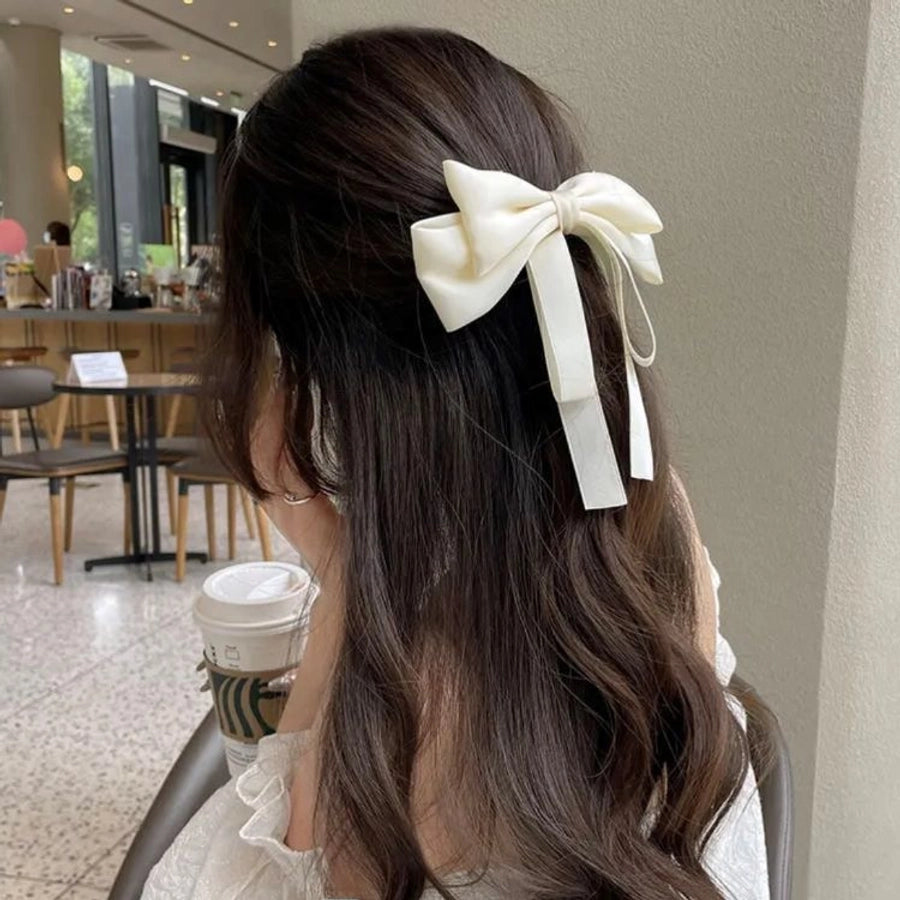 Big bow ribbon hairpin horizontal clip headdress temperament hair accessories high sense back head top clip spring clip