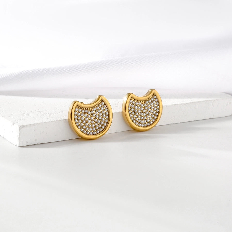 1 Pair Elegant Cute U Shape Geometric 304 Stainless Steel Artificial Pearls Earrings Ear Studs