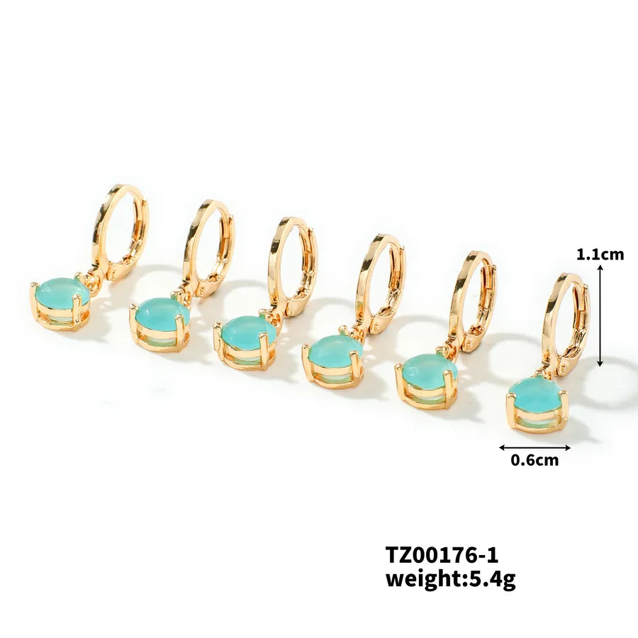 1 Pair Elegant Luxurious Water Droplets Plating Inlay Copper Zircon Drop Earrings