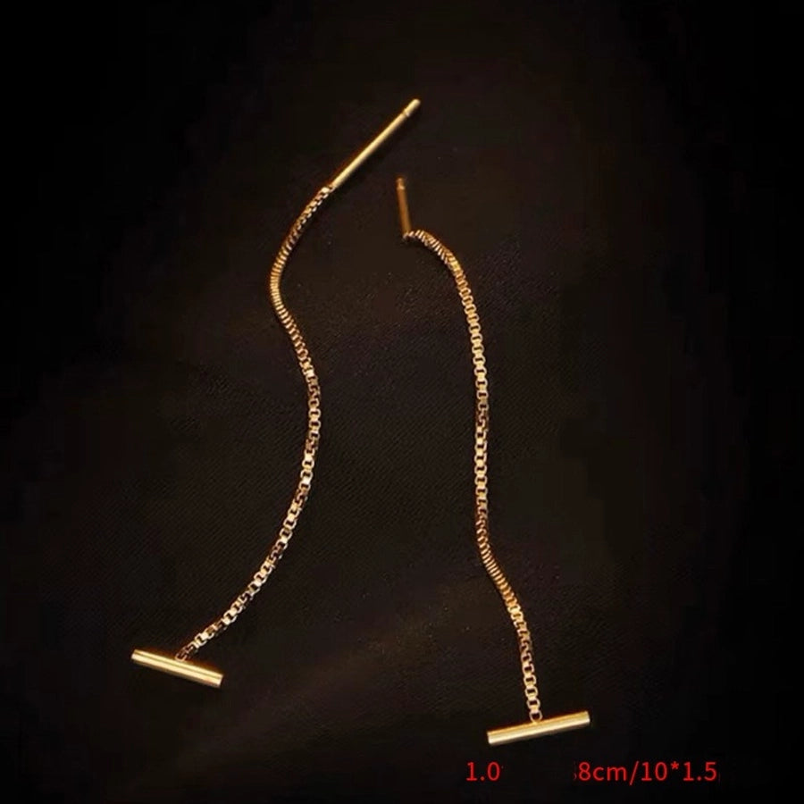 1 Pair Casual Simple Style Solid Color Titanium Steel Ear line