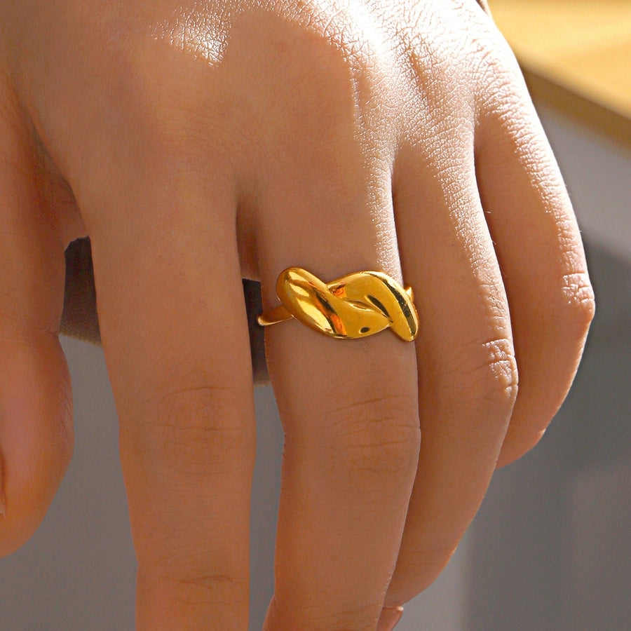 Jewelry Simple Style Irregular 304 Stainless Steel 18K Gold Plated Polishing Rings