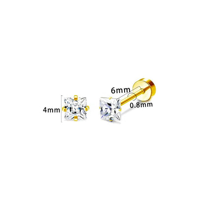 1 Piece Casual Formal Simple Style Star 316 Stainless Steel  Zircon 14K Gold Plated Ear Studs