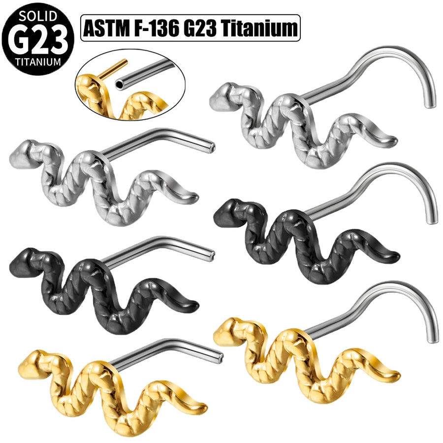 1 Piece Nose Rings & Studs Casual Snake G23 Titanium Alloy 18K Gold Plated Nose Rings & Studs