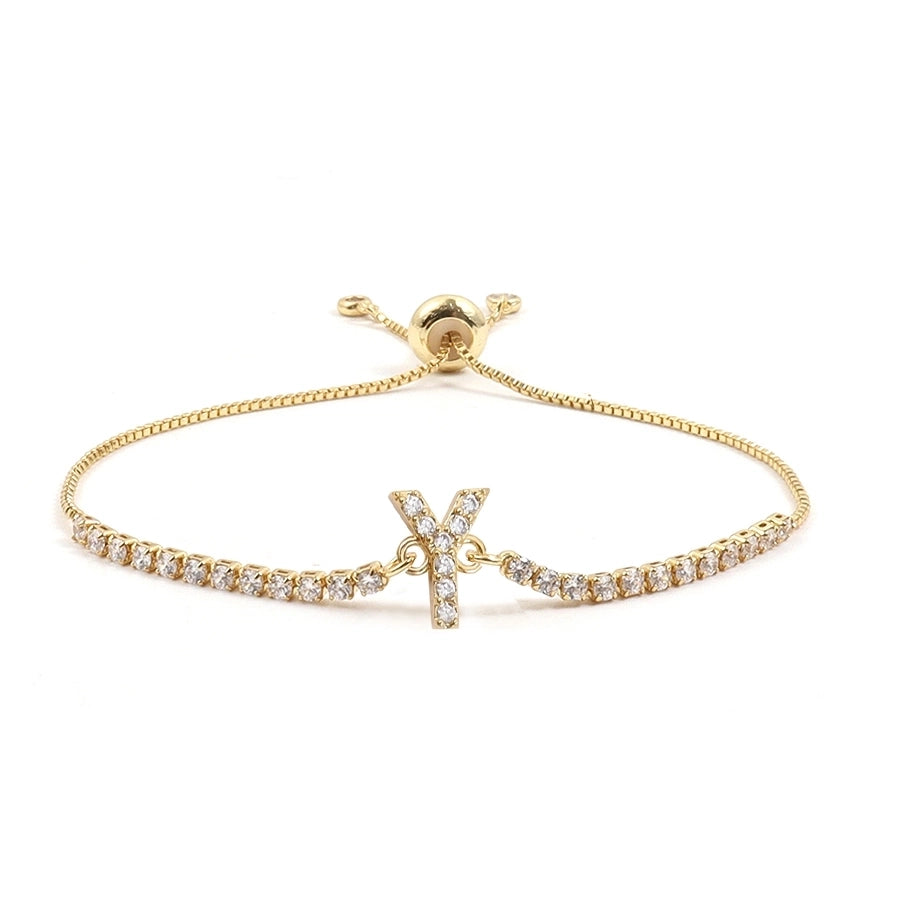 Copper Inlay Letter Zircon Bracelets