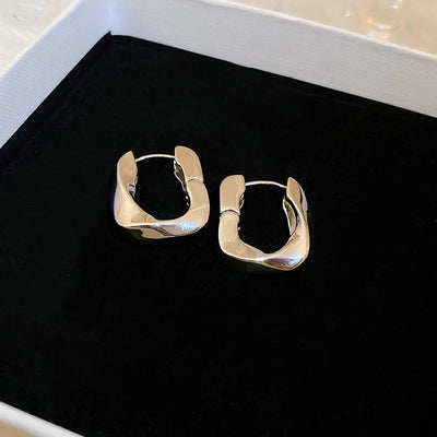 retro c shape solid color metal plating women's earrings 1 pair