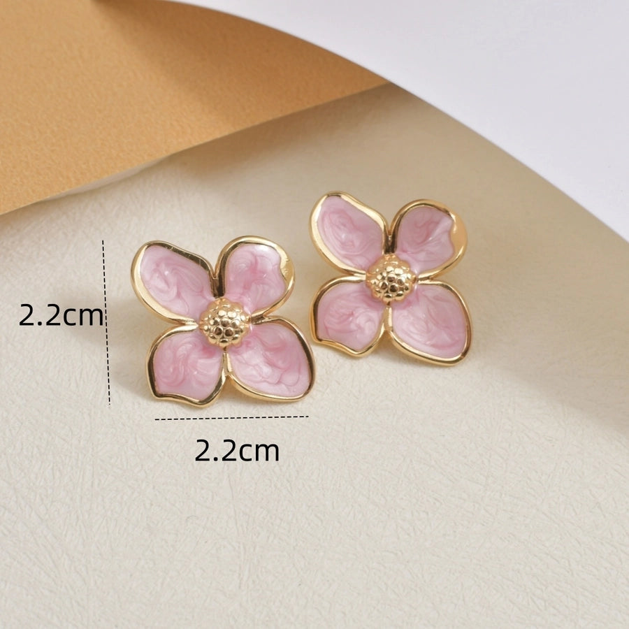 1 Pair Casual Pastoral Simple Style Flower 304 Stainless Steel Ear Studs