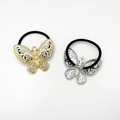 Women's Casual Elegant Sweet Butterfly Alloy Elastic Band Hollow Out Hair Tie