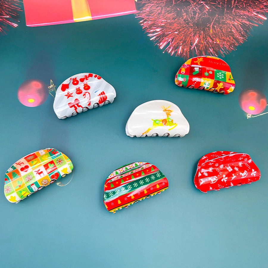 Christmas Basic Women's Christmas Tree Deer PVC Hair Claws