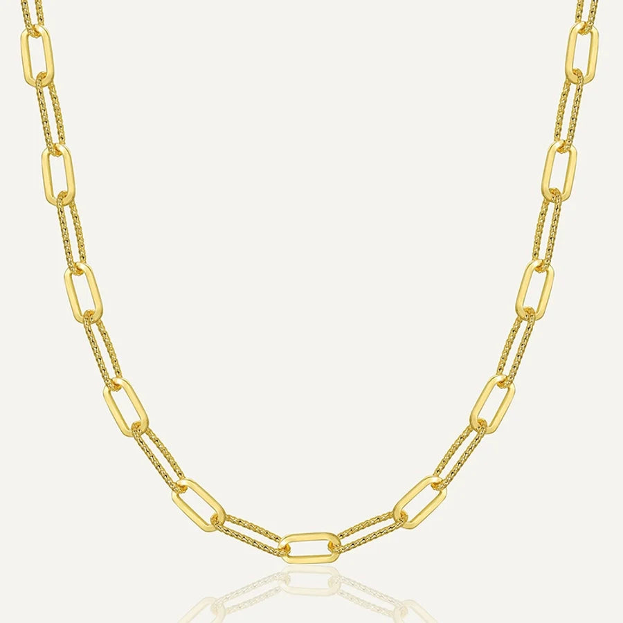 Brass 18K Gold Plated Paper Clip Solid Color Long Necklace Necklace