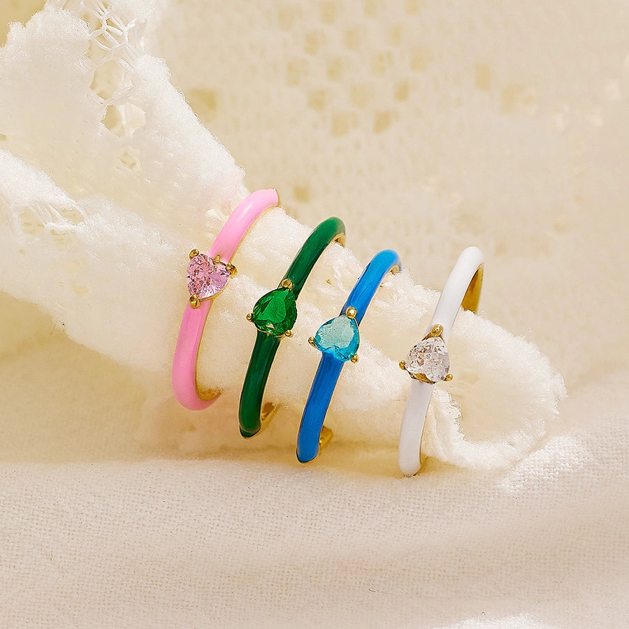 Jewelry IG Style Elegant Simple Style Heart Shape 304 Stainless Steel Zircon Rings