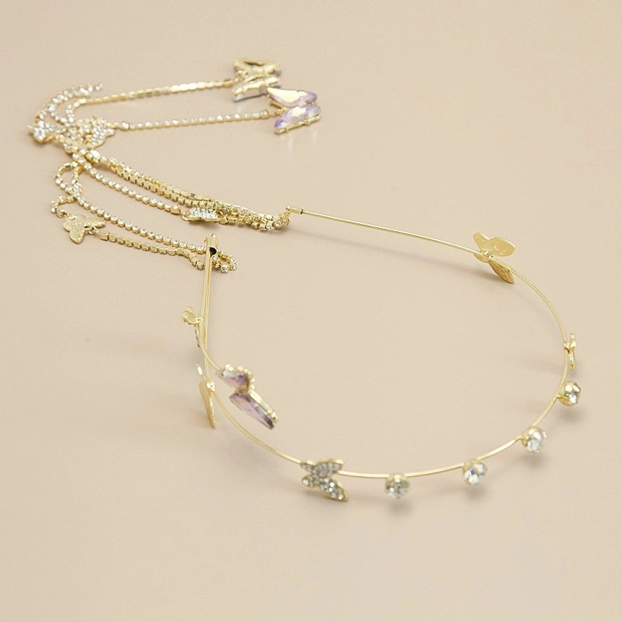 shiny butterfly alloy diamond hair band