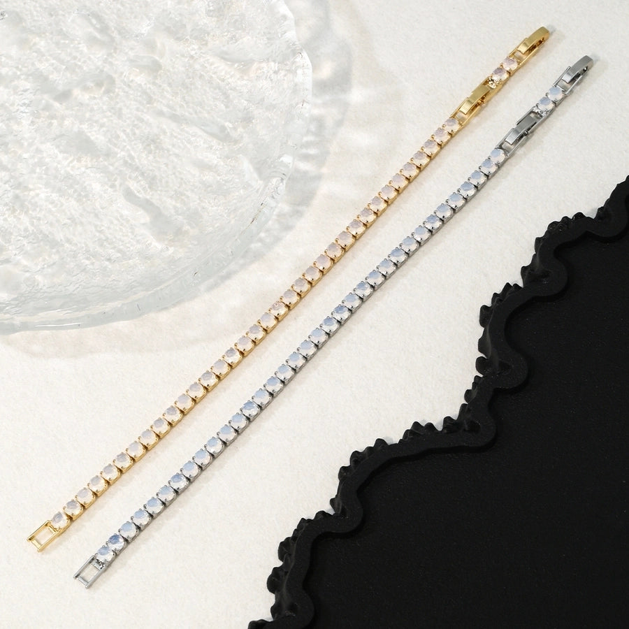 Jewelry Casual Elegant Shiny Round Copper Zircon K Gold Plated Bracelets