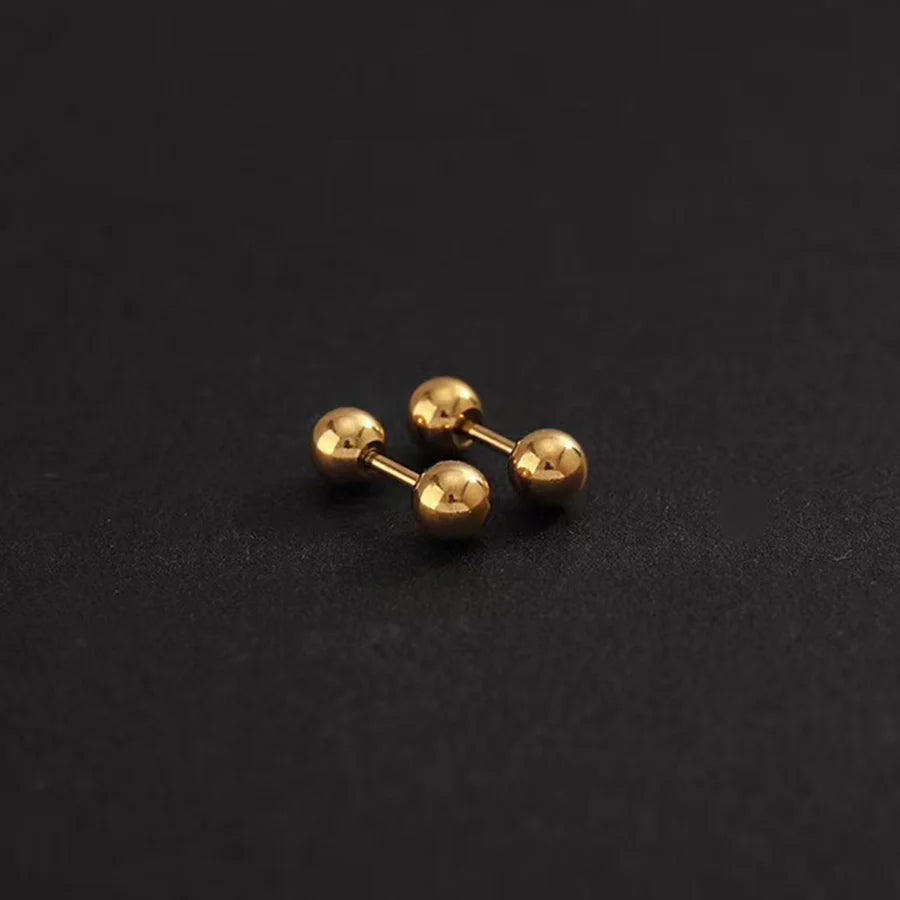 1 Pair Simple Style Round 304 Stainless Steel 18K Gold Plated Ear Studs