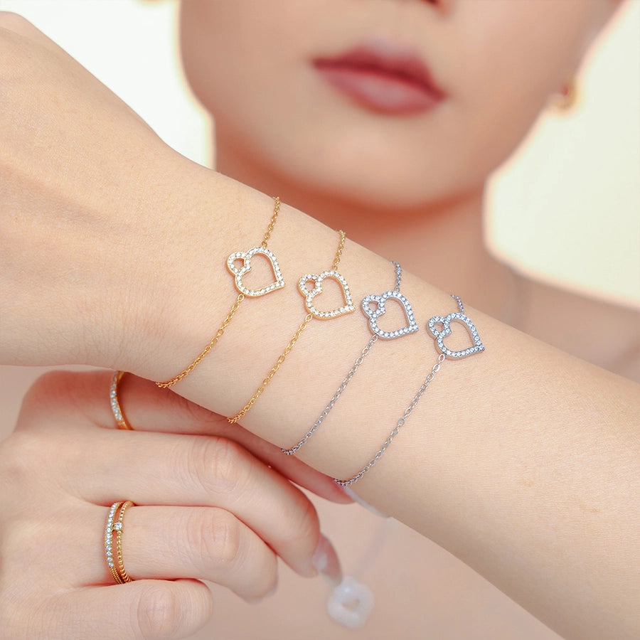 Jewelry Elegant Luxurious Vacation Heart Shape Titanium Steel 18K Gold Plated Plating Jewelry Set