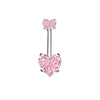1 Piece 1 Set Belly Rings Hip-Hop Shiny Heart Shape 316L Stainless Steel  Copper Hollow Out Inlay Zircon Belly Rings
