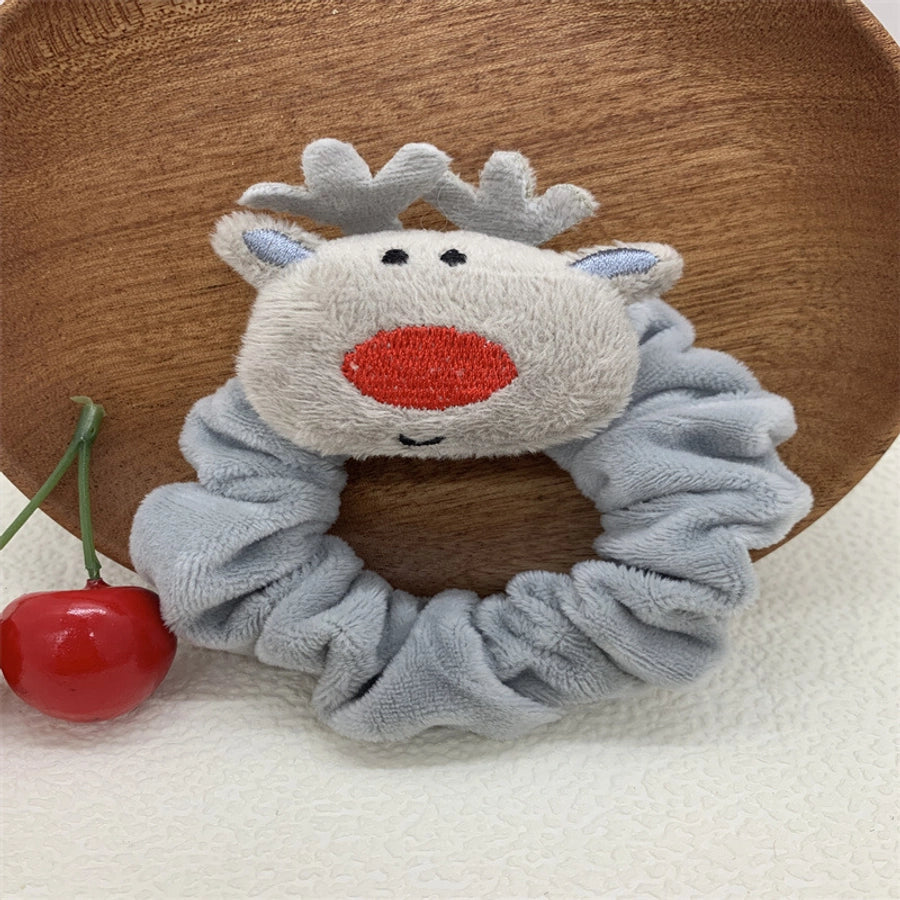 Christmas Cartoon Style Cute Women's Christmas Hat Christmas Tree Santa Claus Flannel Hair Tie